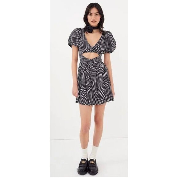 For Love & Lemons ANYA PUFF SLEEVE MINI DRESS NWT Small $234 - Picture 1 of 11